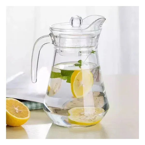Jarra Vidrio Lisa Con Tapa 1.3 Litros Agua Jugo Transparente Transparente