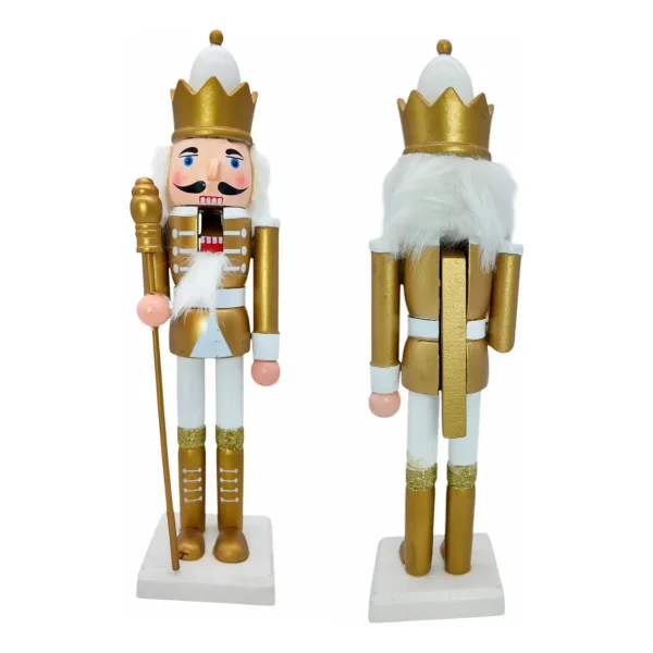 Cascanueces Soldado Adorno De Madera 30 Cm Navidad Blanco