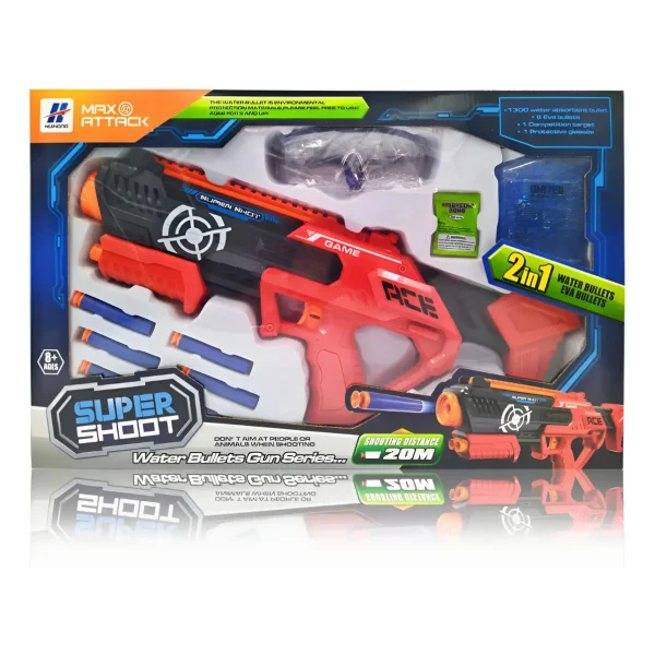 Pistola Lanzadora Hidrogel Y Dardos 2 En 1 Rojo
