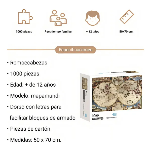 Puzzle Rompecabezas 1000 Pzs Mapamundi Antiguo
