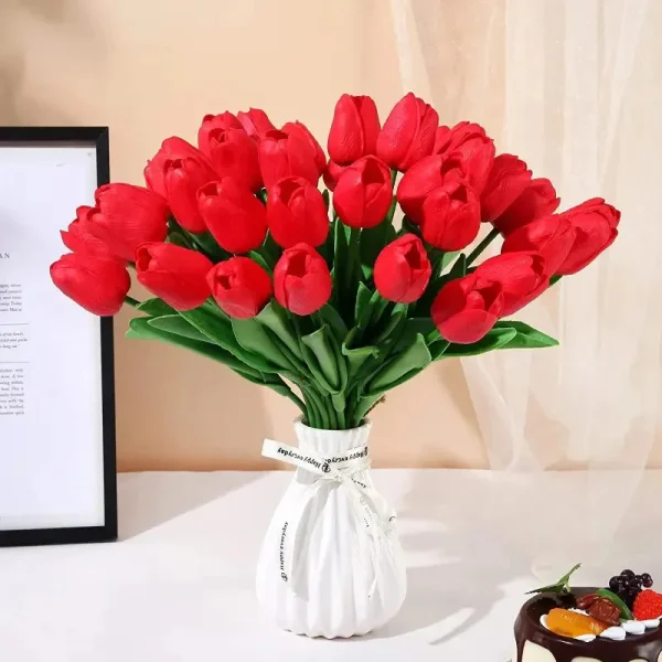 Tulipan Artificial Flores Artificiales Decoracion Ramo X5