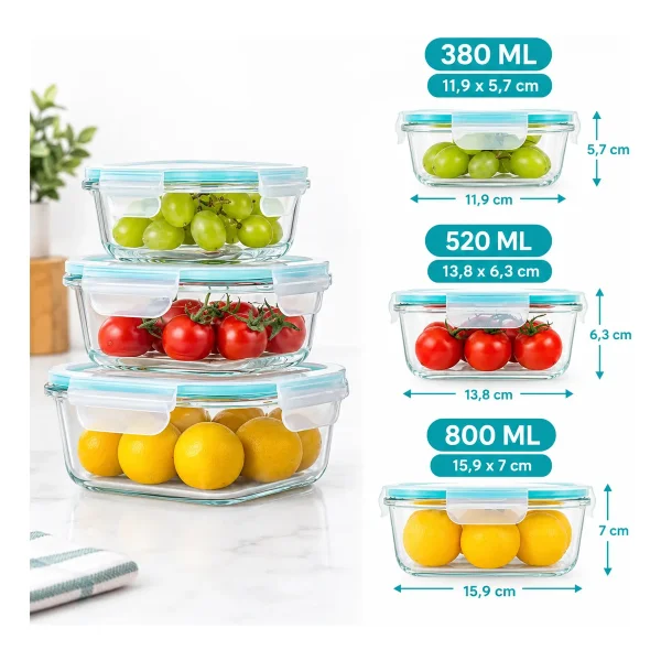 Taper De Vidrio Hermético Microondas Horno Freezer 390ml Transparente