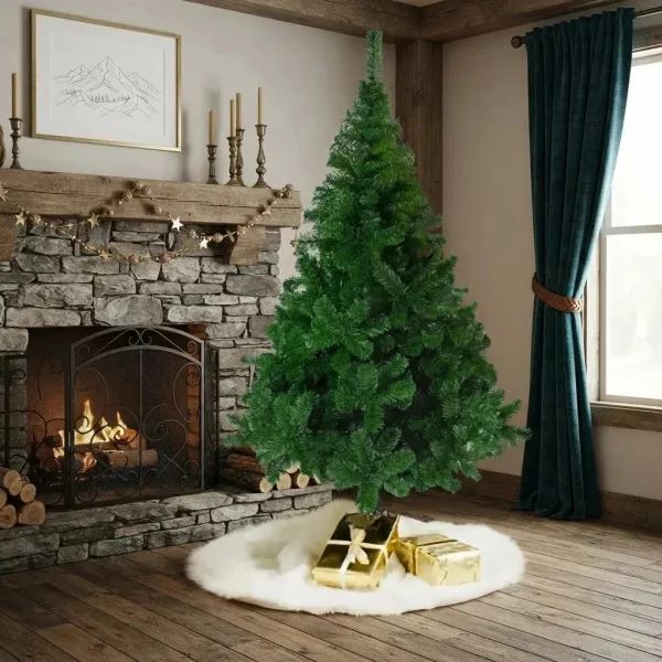 Árbol De Navidad Tronador De Lujo Fabesa 180 Cm Verde Con Kit De 60 Adornos Rojos
