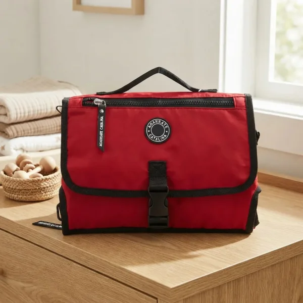 Bolso Maternal Pañalero Cambiador Bandolera Organizador Bebe Rojo