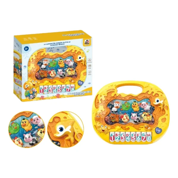 Piano Teclado Juguete Infantil Animales Didáctico Musical Amarillo