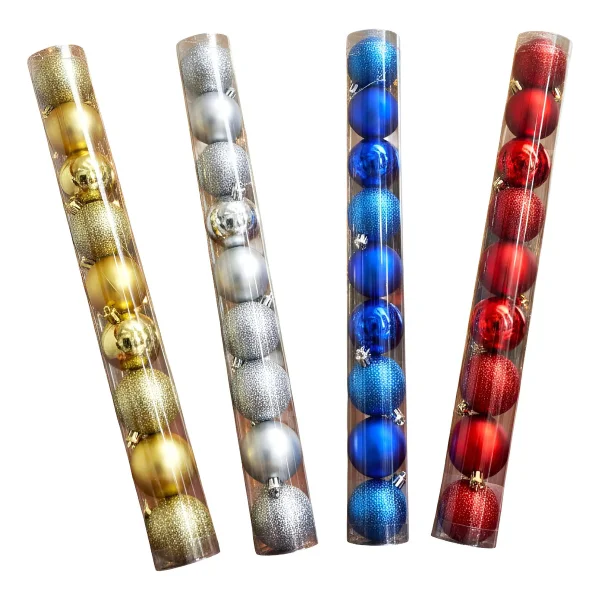 Adornos Navideños Tubo Bolas De Navidad 5cm X9 Unidades