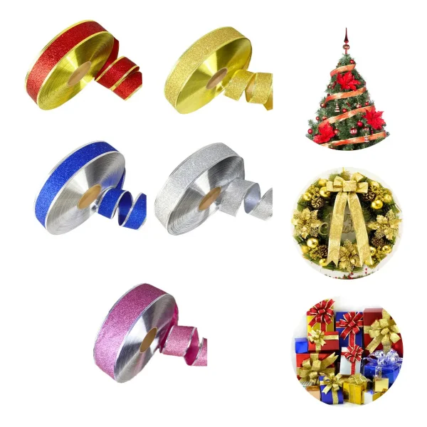 Cintas Navideñas Pack X5 6cm 2,70mt Adornos Navidad Deco