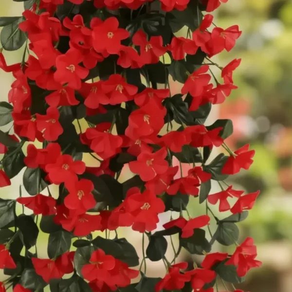 Ramo Flor Planta Colgante Pack X2 Jardin Artificial Interior Rojo