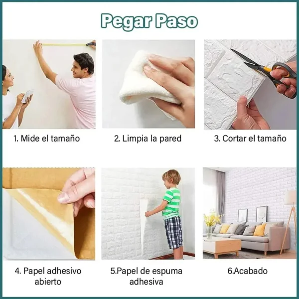 Placas Autoadhesivas Decorativas Pared Ladrillo 3d Pack X10 Blanco