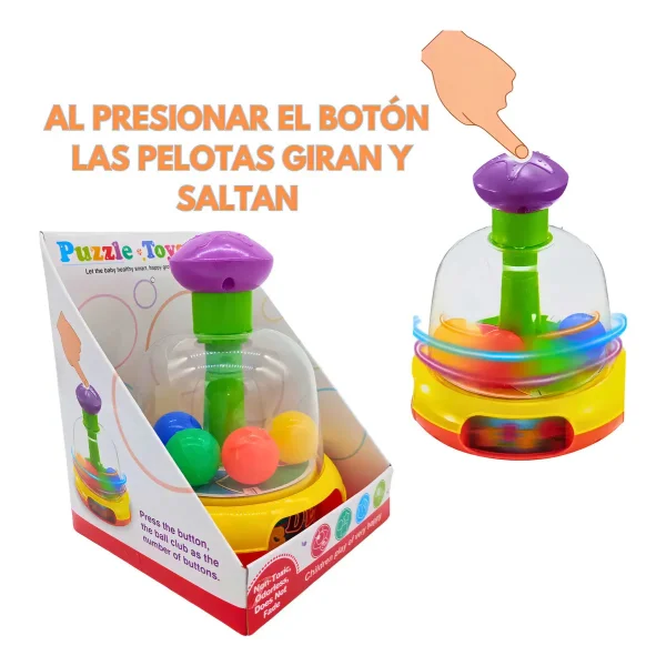 Juguete Didactico A Presion Con Pelotitas Para Bebe Color Amarillo
