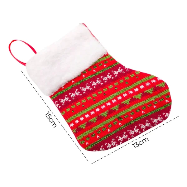 Bota Navideña Tejida Decoracion Navidad Adorno X1 Rojo Rojo