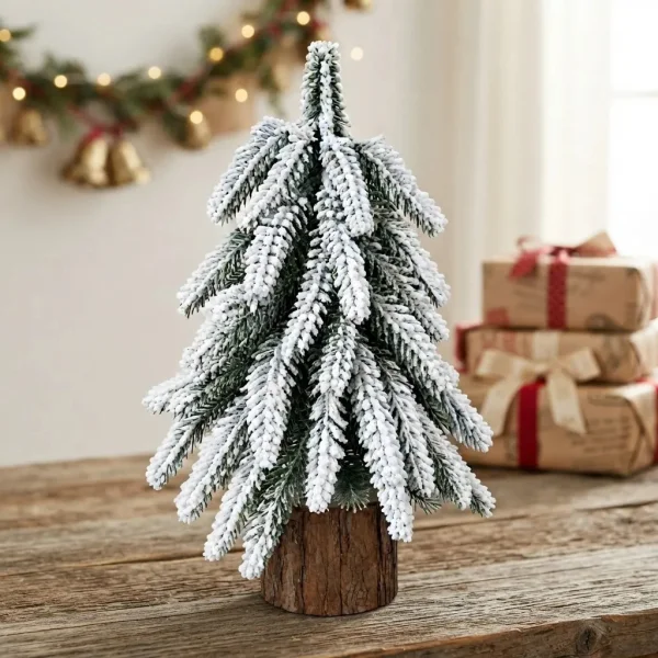 Adorno Arbolito De Navidad Decoración Pino Verde Nevado Verde Pino Verde Nevado