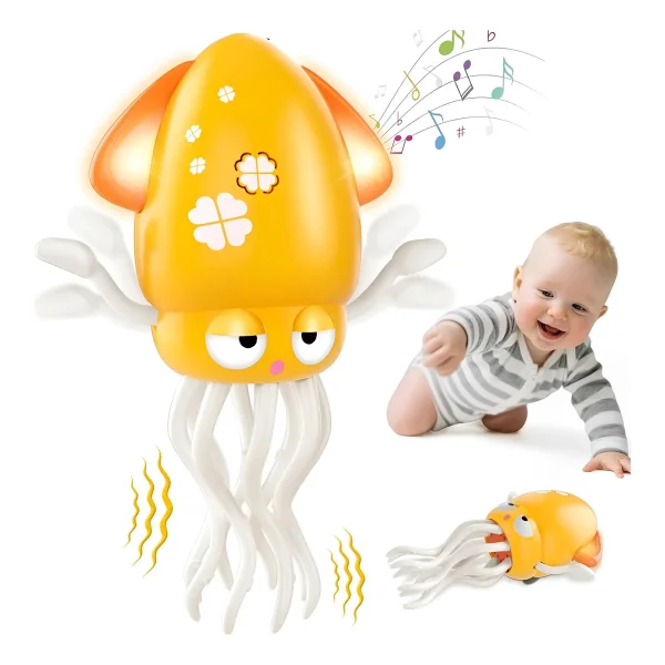 Pulpo Calamar Bailarín Juguete Bebé Niños Luz Musica Usb Naranja