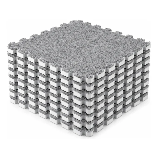 Piso Goma Eva Encastrable Peluche Alfombra Antigolpes X10 Gris