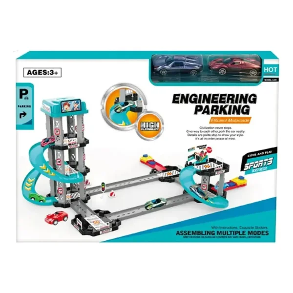 Pista Autos Garage 5 Niveles Rampas Circuito Juguete Niño Celeste
