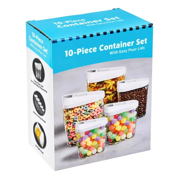 Set X5 Frascos Dosificadores Cerealero Organizador Cocina Transparente