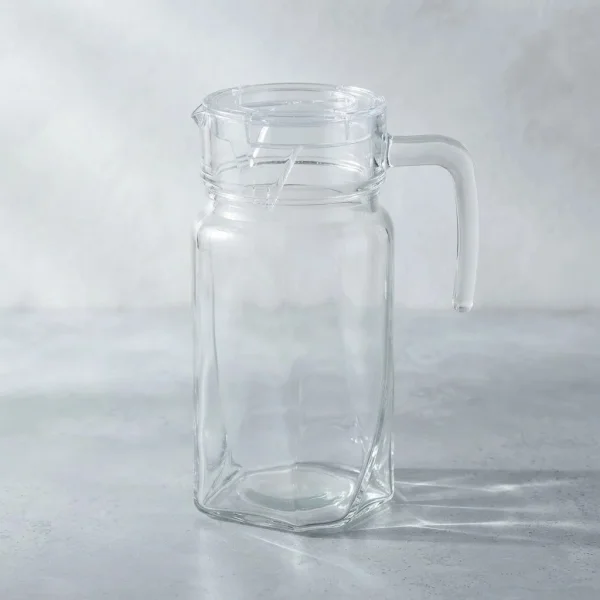 Jarra De Vidrio Con Manija 1.4 Litros Con Tapa Acrílico Transparente