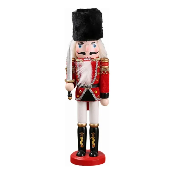 Cascanueces Soldado De Madera 30 Cm Adorno Navidad Madera Rojo