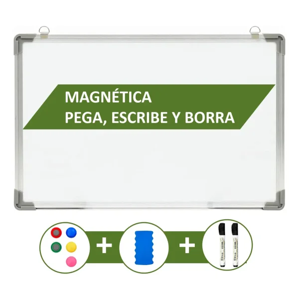 Pizarra Blanca Magnética 60x80cm Pizarrón Con Accesorios Blanco