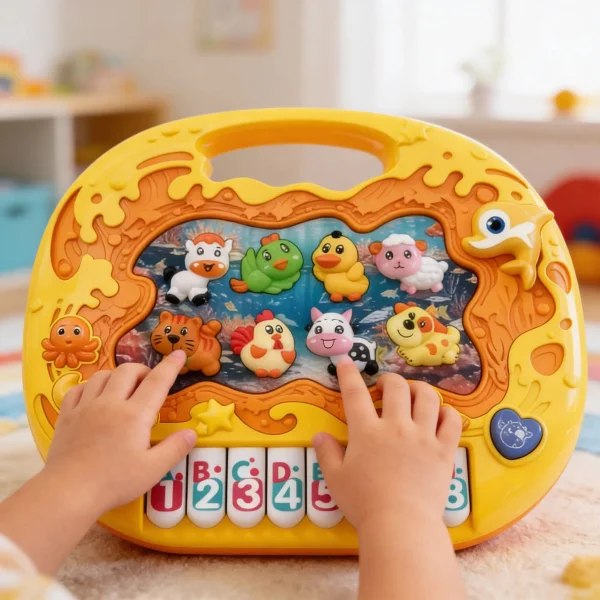 Piano Teclado Juguete Infantil Animales Didáctico Musical Amarillo