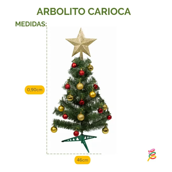 Arbol De Navidad Decorado Arbolito 90cm Pino Carioca