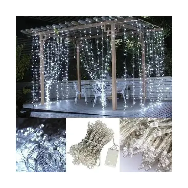 Cortina Led X300 Luces Navidad Bodas 3x3 Mts 12 Tiras 220v