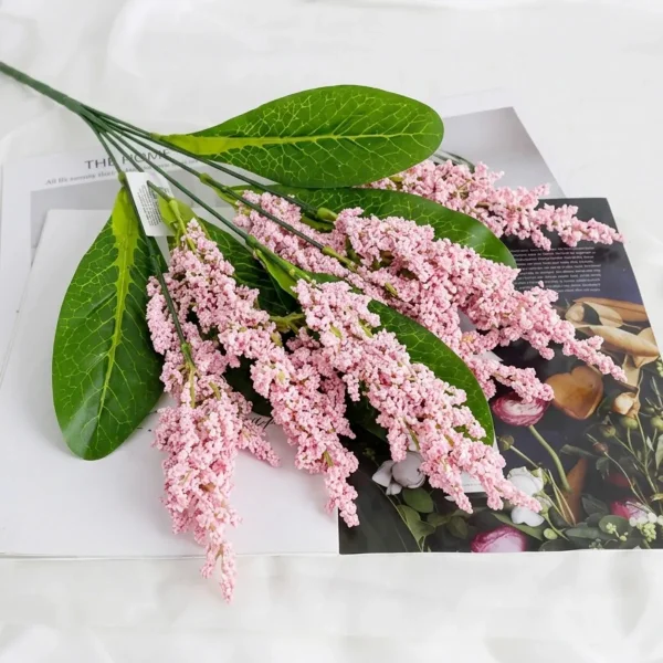 Flor Artificial Ramo Lavanda Astilbe Decoración Hogar 40cm Violeta