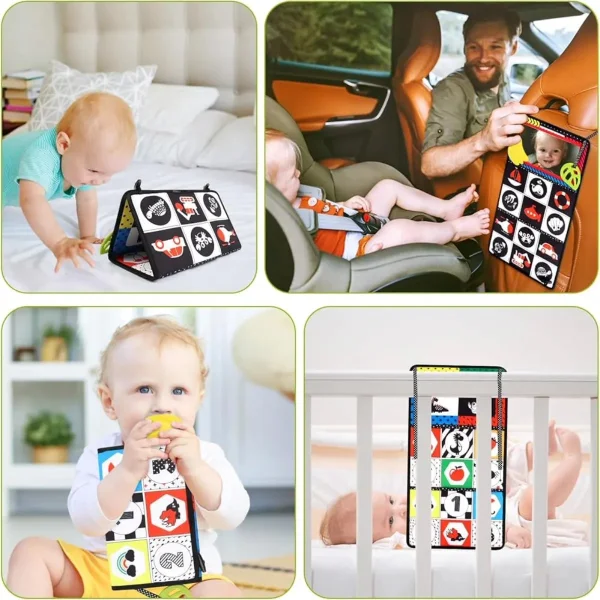 Juguete Montessori Bebe Libro Tela Tummy Time Espejo