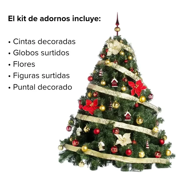 Arbol de Navidad Extra Lujo Patagonia 1,50mts Con Adornos X60