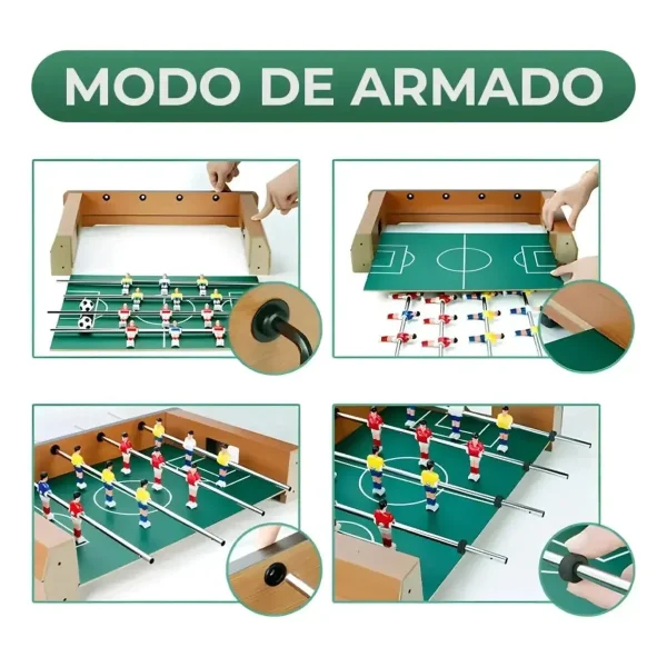 Juego De Mesa Mini Futbolito Metegol De Madera Marron