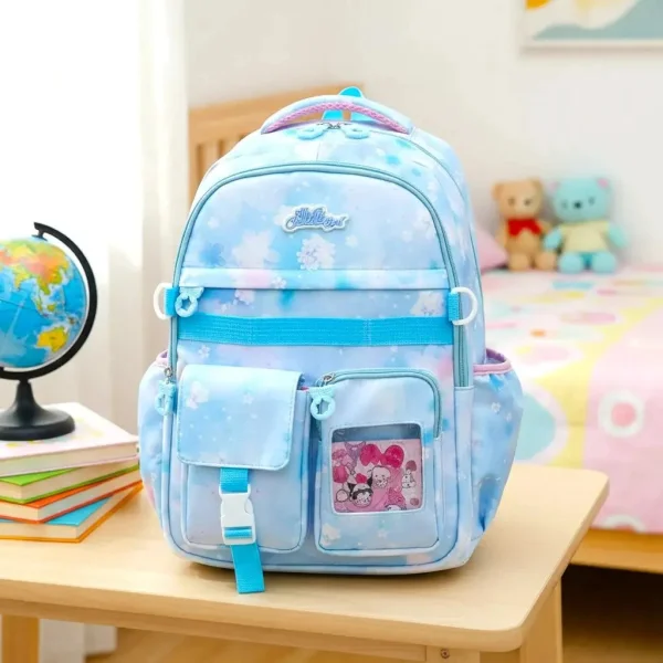 Mochila Escolar Colegio Infantil Nena Kawaii Reforzada Rosa Floreado