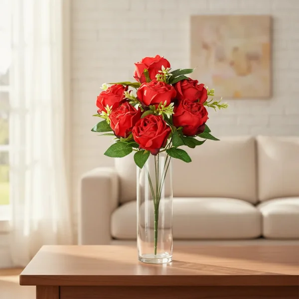 Flores Artificiales Ramo Artificial Rosas Rojas Grande 40cm Rojo