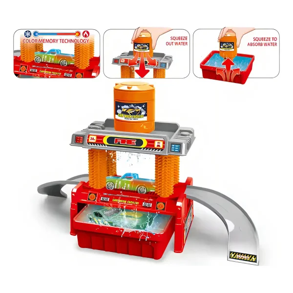 Lavadero De Autos Cambia De Color Juguete Infantil Rojo