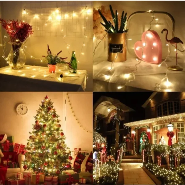 Tira De Luces De Navidad Led X100 220v 9mts Luz Arroz