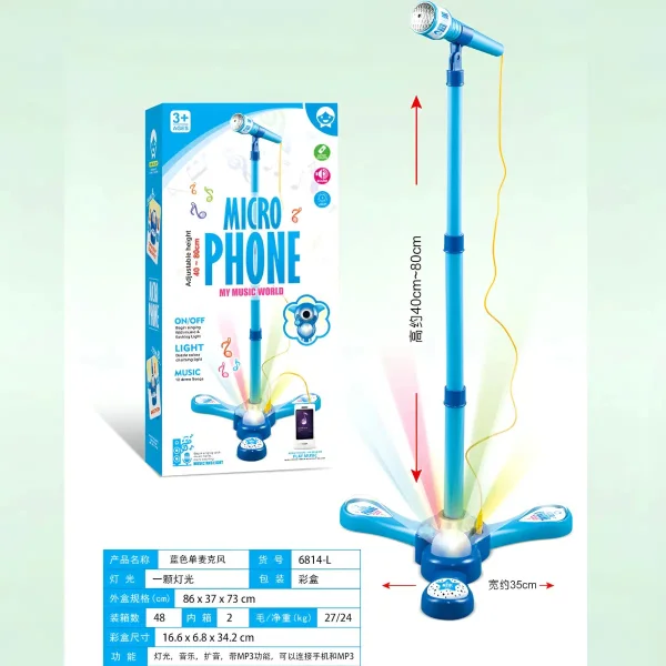 Micrófono Infantil Karaoke Luces Conexión Mp3 Celular