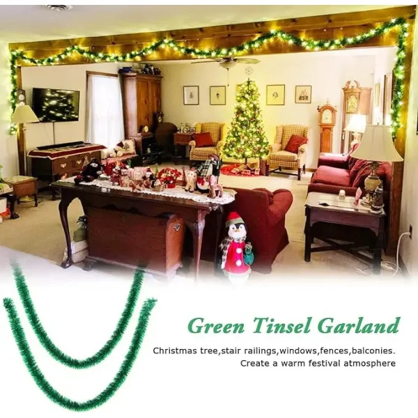 Guirnalda Boa Navidad Muerdago 9 Cm 2 Mts Deco Navideña X5u Verde