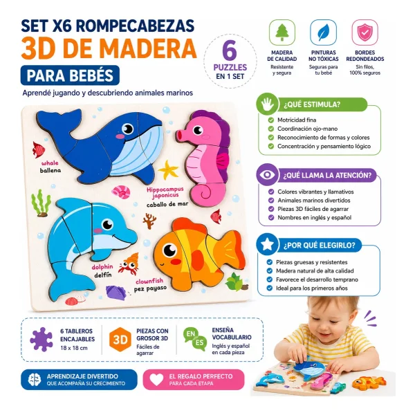 Bundle Montessori Kit X3 Juguetes Didacticos 1era Infancia Multicolor