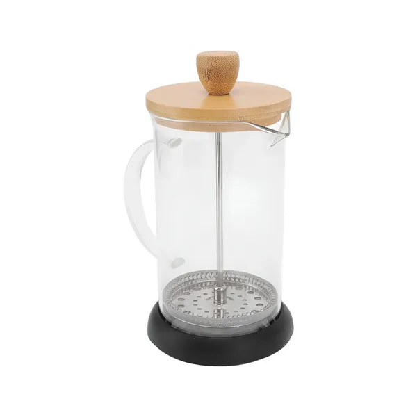 Cafetera De Embolo 600ml Prensa Francesa De Vidrio Y Madera