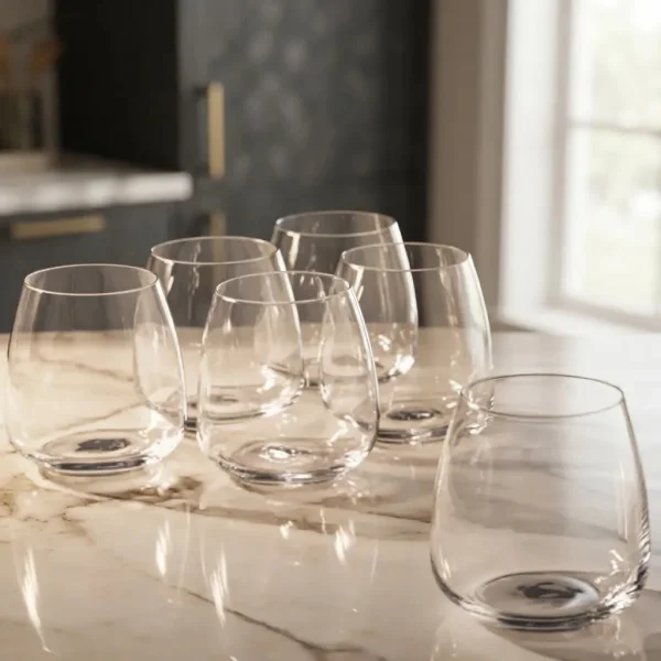 Set X6 Vasos Vidrio Whisky Tragos Sin Pie Transparente 385ml Transparente
