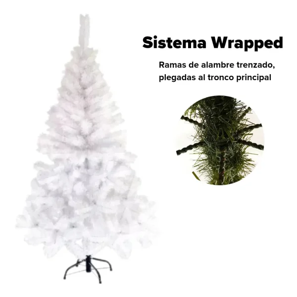 Arbol de Navidad Blanco Tronador De Lujo 1.50mts + Kit Rosa