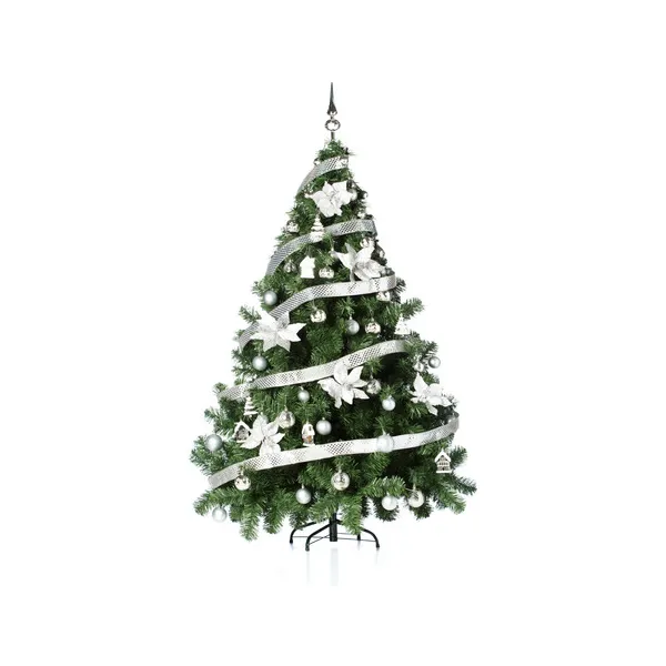 Arbolito Navidad Montañes Deluxe 1.80mts Con Adornos Plata