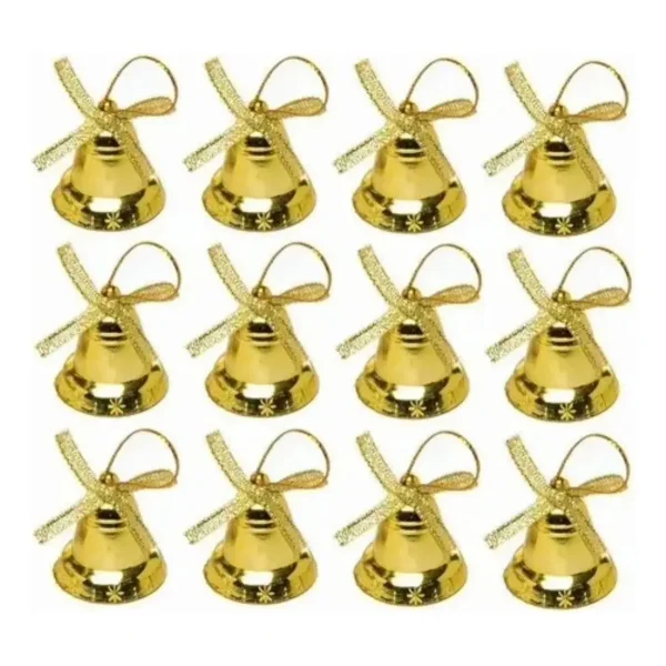 Adorno Decoración Árbol De Navidad Campana Colgante X12 Oro Campana Colgante