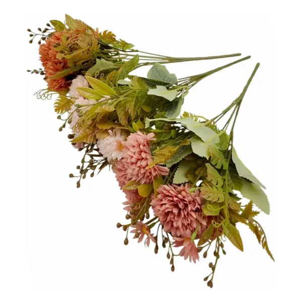 Ramo Crisantemos Flores Artificiales 30cm Decoración Pack X3 Vino