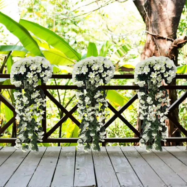 Ramo Flor Planta Colgante Pack X6 Jardin Artificial Interior Blanco