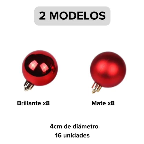 Adornos Navideños Set Bolas De Navidad 4cm X16 Unidades