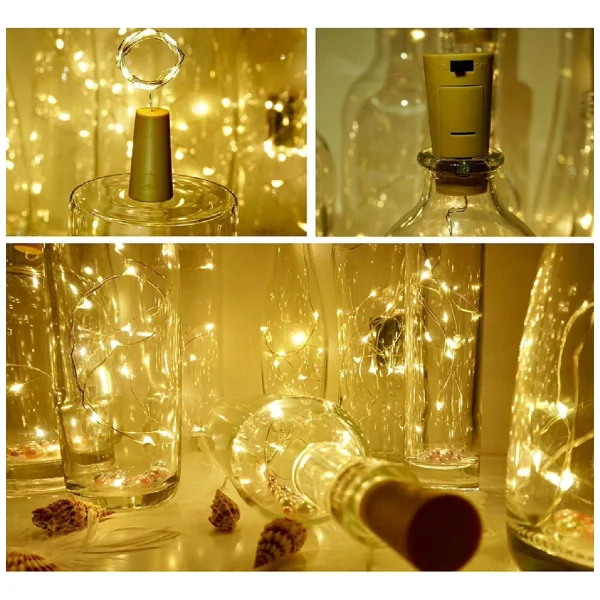 Tira De Luces Alambre Led 3mt Corcho X10u Botella Decoracion