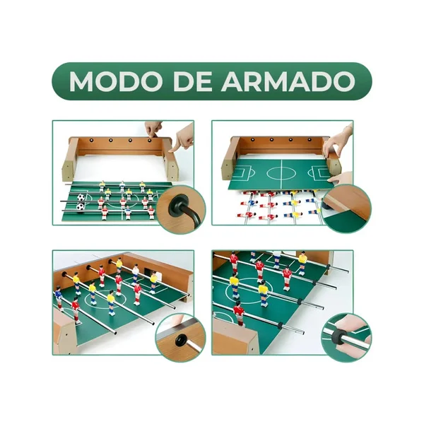 Juego De Mesa Mini Futbolito Metegol De Madera Marron