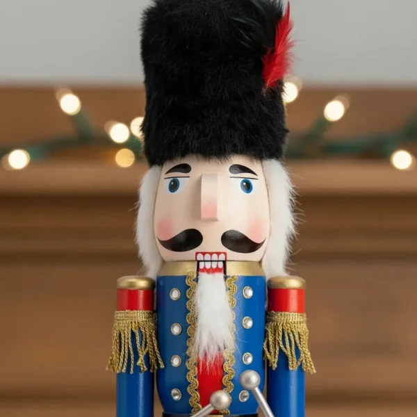 Cascanueces Navideño Gigante Soldado Rey Madera 1 Metro Rojo