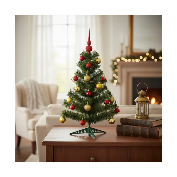 Arbol De Navidad Decorado Arbolito 90cm Pino Carioca Color Rojo/oro