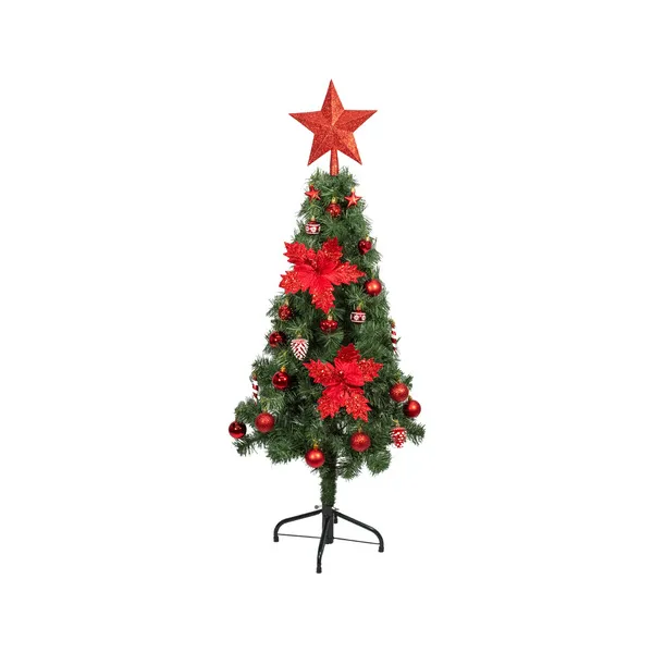 Arbol Navidad Tronador Slim Verde 1,20mt + Kit Decoracion